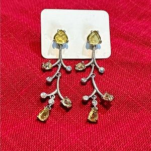 Citrine and rhinestone drop earrings